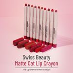 Buy Swiss Beauty Non-Transfer Matte Cat Lip Crayon | Water-Resistant | Long-Lasting 8 Hours Stay | Retractable Lip Crayon |Lighweight|Shade 12 Sinful Scarlet 1.5 gm - Purplle