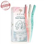 Buy Azah Feather Touch Face & Eyebrow Razor for Women | Scratch Free Facial Hair Removal | For Soft Hair | Shape Eyebrows, Upper Lips,Bikini line, Side Burns, Peach fuzz| Pack of 3 - Purplle