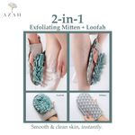 Buy Azah Exfoliating Gloves for Body Scrubbing | Skin Exfoliating Gloves with 2 in 1 use: Loofah and Exfoliating Mitten for Smooth & Clean Skin - Green - Purplle