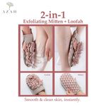 Buy Azah Exfoliating Gloves for Body Scrubbing | Skin Exfoliating Gloves with 2 in 1 use: Loofah and Exfoliating Mitten for Smooth & Clean Skin - Pink - 1 Pc - Purplle