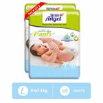 Buy Little Angel Extra Dry Baby Pants Diaper, Large (L) Size, 68 Count, Super Absorbent Core Up to 12 Hrs. Protection, Soft Elastic Waist Grip & Wetness Indicator, Pack of 2, 34 count/pack, 8-14kg - Purplle