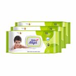 Buy Little Angel Super Soft Cleansing Baby Wipes Lid Pack, 216 Count, Enriched with Aloe vera & Vitamin E, pH balanced, Dermatologically Tested & Alcohol-free, Pack of 3,72 count/pack - Purplle