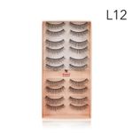 Buy Eyelash set 3D false long and natural eye makeup 10 pairs No. L12 - Purplle