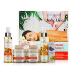 Buy Vedicline Kamayini Body Polishing Kit, Reduce Dead Skin, Stretch Marks with The Goodness of Sandalwood, Orange, Almond Make Skin Smooth and Shiny, 410ml - Purplle