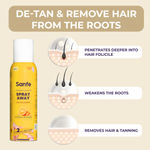 Buy Sanfe Painless & Detan Hair Removal Spray Foam - 200 ml | For Chest, Legs, Arms & UnderArm | Removes Hair in 10 Minutes with Skin Detan | Orange Peel, Aloevera, Vitamin E & Niacinamide - Purplle