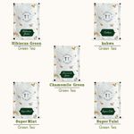 Buy Tea Treasure Green Tea Sampler: Super Tulsi Green Tea, Super Mint Green Tea, Kahwa Green Tea, chamomile Green Tea, Hibiscus green tea (Each 2 Tea bags) - Purplle