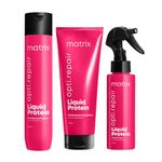 Buy Matrix Opti.Repair Professional Liquid Protein Shampoo+Conditioner+Porosity Spray combo for Damaged Hair with Vitamin B5 Repairs Damage from 1st Use - Purplle