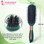 Buy Majestique Sleek All- Purpose Hair Brush | Separating, Shaping & Defining Curls | Nylon Bristles Hair Comb - Velvet Green 1 Pc - Purplle