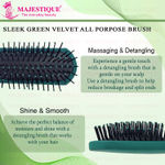 Buy Majestique Sleek All- Purpose Hair Brush | Separating, Shaping & Defining Curls | Nylon Bristles Hair Comb - Velvet Green 1 Pc - Purplle