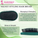 Buy Majestique Velvet Styling Hair Brush | Nylon Round-Tip Bristles Hair Comb | Mini Paddle Hair Brush | For Detangling, Separating, Shaping - Green 1 Pc - Purplle
