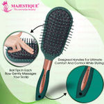 Buy Majestique Velvet Styling Hair Brush | Nylon Round-Tip Bristles Hair Comb | Mini Paddle Hair Brush | For Detangling, Separating, Shaping - Green 1 Pc - Purplle