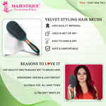 Buy Majestique Velvet Styling Hair Brush | Nylon Round-Tip Bristles Hair Comb | Mini Paddle Hair Brush | For Detangling, Separating, Shaping - Green 1 Pc - Purplle