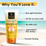 Buy Good Vibes AquaLight Sunscreen SPF 50+ (50 gm) with Vitamin E and Vitamin B3 (Niacinamide) | Lightweight Dewy Sunscreen | Best for Summer | Blue Light Protection | No White Cast - Purplle