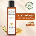 Buy Mystiq Living Extra Virgin Sesame Oil (100 ml) Organic | For Hair, Body, Skin Care, Massage | 100% Pure And Natural | Cold Pressed Sesame Oil | Sesame Oil For Skin | Sesame Hair Oil - Purplle