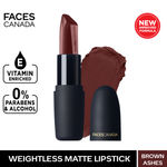 Buy FACES CANADA Weightless Matte Lipstick - Brown Ashes 25 4.5 gm | High Pigment | Smooth One Stroke Glide | Moisturizes & Hydrates Lips | Vitamin E Jojoba & Almond Oil - Purplle