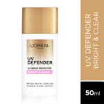 Buy L'Oreal Paris UV Defender Serum Protector Sunscreen SPF 50+, Bright & Clear (50 ml) - Purplle