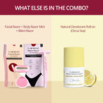 Buy Carmesi Menstrual Hygiene Day Combo | Rash-Free Pads, Facial Razor, Bikini Razor, Body Razor Mini, Natural Deodorant Roll-on | Free Travel Essentials Pouch Combo of 6 - Purplle