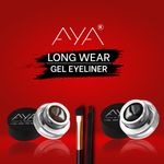 Buy AYA Long Wear Gel Eyeliner, Black and Brown, Smudge Proof & Waterproof With 2 Expert Eyeliner Brushes 2 Pc - Purplle
