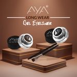 Buy AYA Long Wear Gel Eyeliner, Black and Brown, Smudge Proof & Waterproof With 2 Expert Eyeliner Brushes 2 Pc - Purplle