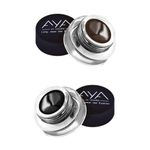 Buy AYA Long Wear Gel Eyeliner, Black and Brown, Smudge Proof & Waterproof With 2 Expert Eyeliner Brushes 2 Pc - Purplle