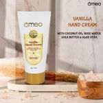 Buy Omeo Vanilla Hand cream infused wiht the Goodness of Cocount Oil, Rose Water, shea butter & Aloe Vera for Intense Hydrating & Moisturization for Men & Women (50 g) - Purplle