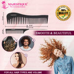 Buy Majestique Hair Brush Set - Paddle Brush, Styling Brush, Tail Comb & Wide Tooth Comb for Women & Men, Great on Wet or Dry Hair - 4Pcs/Purple - Purplle