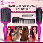 Buy Majestique Hair Brush Set - Paddle Brush, Styling Brush, Tail Comb & Wide Tooth Comb for Women & Men, Great on Wet or Dry Hair - 4Pcs/Purple - Purplle