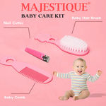Buy Majestique Baby Grooming Set - Baby Hair Brush, Comb and Nail Cutter Set for Newborns & Toddlers - Pink - Purplle