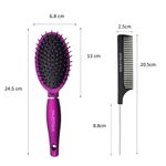 Buy Majestique Hair Straightener Brush with Tail Comb | Use as Blow Drying, Hair Separating, Styling, Straightening, Wet & Dry 2 Pcs - Purplle