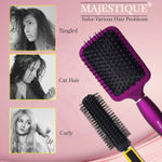 Buy Majestique 2Pcs Hair Brush Set | Paddle & Round Hair Brush | Use as Blow Drying, Styling, Shaping, Wet & Dry - Multicolor - Purplle