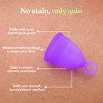 Buy Bombae reusable menstrual cup with ring stem for women | ultra soft, medium size with pouch 200 gm - Purplle