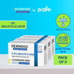 Buy DERMDOC Combo Kit Salicylic Acid Cleansing Bar (Pack of 3) | gentle deep cleansing bar | oil control, acne prone skin | salicylic acid for back & body acne - Purplle