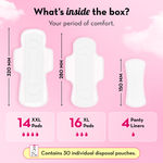 Buy Plush Ultra-Thin Sanitary Pads For Women, 30 Cotton Sanitary Napkins | 14 Heavy Flow XXL pads + 16 Medium Flow XL pads + 4 Panty Liners For Rash Free Periods | Pure U.S. Cotton Pads With Disposable Pouch - Purplle