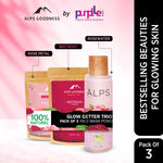 Buy Alps Goodness Glow Getter Trio | Beetroot powder + Rose Petal Powder + Rose water | 100% Natural | No Chemicals, No Preservatives, No Pesticides | Combo for Glowing Skin - Purplle