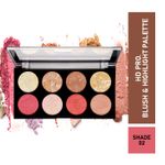 Buy Half N Half HD Pro Blush & Highlight Makeup Multicolour Palette 02 (18 gm) - Purplle