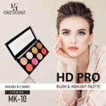 Buy Half N Half HD Pro Blush & Highlight Makeup Multicolour Palette 02 (18 gm) - Purplle