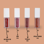 Buy Cuffs N Lashes Combo Pack of Set of 4 Lip Gloss ( Rumour-03, Viral-06, BB-04, Peach Me-05 ) - Purplle