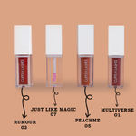 Buy Cuffs N Lashes Combo Pack of Set of 4 Lip Gloss ( Multiverse-01, Rumour-03, Peach Me-05, Just Like Magic-07 ) - Purplle