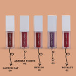 Buy Cuffs N Lashes Combo Pack of Set of 5 Matte Liquid Lipstick ( Royality 01, Heyllo 10, Arabian Nights 02, Launch Day 09, YT 03 ) - Purplle
