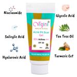 Buy Vigini 35% Actives Acne Pit Scars Spot Stop Face Day Night Gel Oily Prone Skin Pimples Remover Reduce Redness Pores Tightening Niacinamide Tea Tree Oil (Salicylic Glycolic Hyalurnoic) Acid Neem Ext SPF 30 Men Women 20ml - Purplle