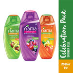 Buy Fiama Body Wash Shower Gel Combo Pack of 3, Blackcurrant & Bearberry 250ml, Fiama Peach & Avocado 250ml, Fiama Lemongrass & Jojoba 250ml - Purplle