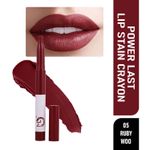 Buy Matt look Power Last Lip Stain Crayon Lipstick, Rich Colour, Non Transfer, Mask Proof & Luxurious Creamy Matte, Ruby Woo (1.3g) - Purplle