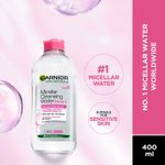 Buy Garnier Micellar Cleansing Water - Gentle Cleanser & Make Up Remover For Everyday Use - Suitable For Sensitive Skin, Dermatologically Tested, Vegan, For Men & Women, Remove 100% Dirt, Pollution, 400 ml - Purplle
