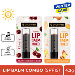 Buy Good Vibes Hydrating Lip Duo Cherry/ Peach Lip Balm with (SPF15) (4.2g x 2) - Purplle