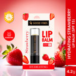 Buy Good Vibes Strawberry Hydrating Lip Balm with SPF 15 | For Dry & Chapped lips | Hydrates Lips in One Use | Vegan, No Parabens, No Sulphates, No Mineral Oil, No Animal Testing, No Silicones (4.2 g) - Purplle