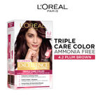 Buy L'Oreal Paris Hair Colour, Radiant At-Home Hair Colour with up to 100% Grey Coverage, Excellence Creme, 4.2 Plum Brown, 72 ml + 100 gm - Purplle
