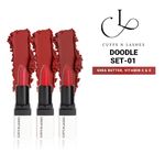 Buy Cuffs N Lashes Doodle Lips Set of 3 Lipsticks I Scribble Red, Crayon Crimson, Scribble Story I Set 1 (6 gm) - Purplle