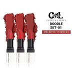 Buy Cuffs N Lashes Doodle Lips Set of 3 Lipsticks I Scribble Red, Crayon Crimson, Scribble Story I Set 1 (6 gm) - Purplle