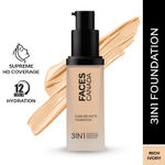 Buy FACES CANADA Flawless Matte Foundation - Rich Ivory 013, 30 ml | 3-in-1 Foundation + Moisturizer + Concealer | 12 HR Hydration + SPF 18 | Full HD Matte Coverage | Lightweight | Anti Ageing - Purplle