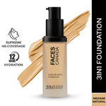 Buy FACES CANADA Flawless Matte Foundation - Medium Natural 022, 30 ml | 3-in-1 Foundation + Moisturizer + Concealer | 12 HR Hydration + SPF 18 | Full HD Matte Coverage | Lightweight | Anti Ageing - Purplle